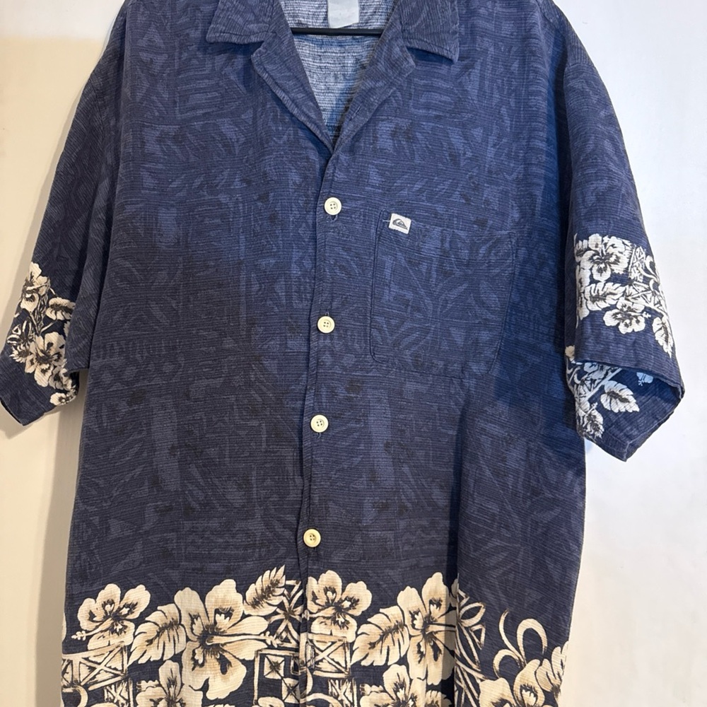 Quiksilver Navy Floral Button Down Shirt